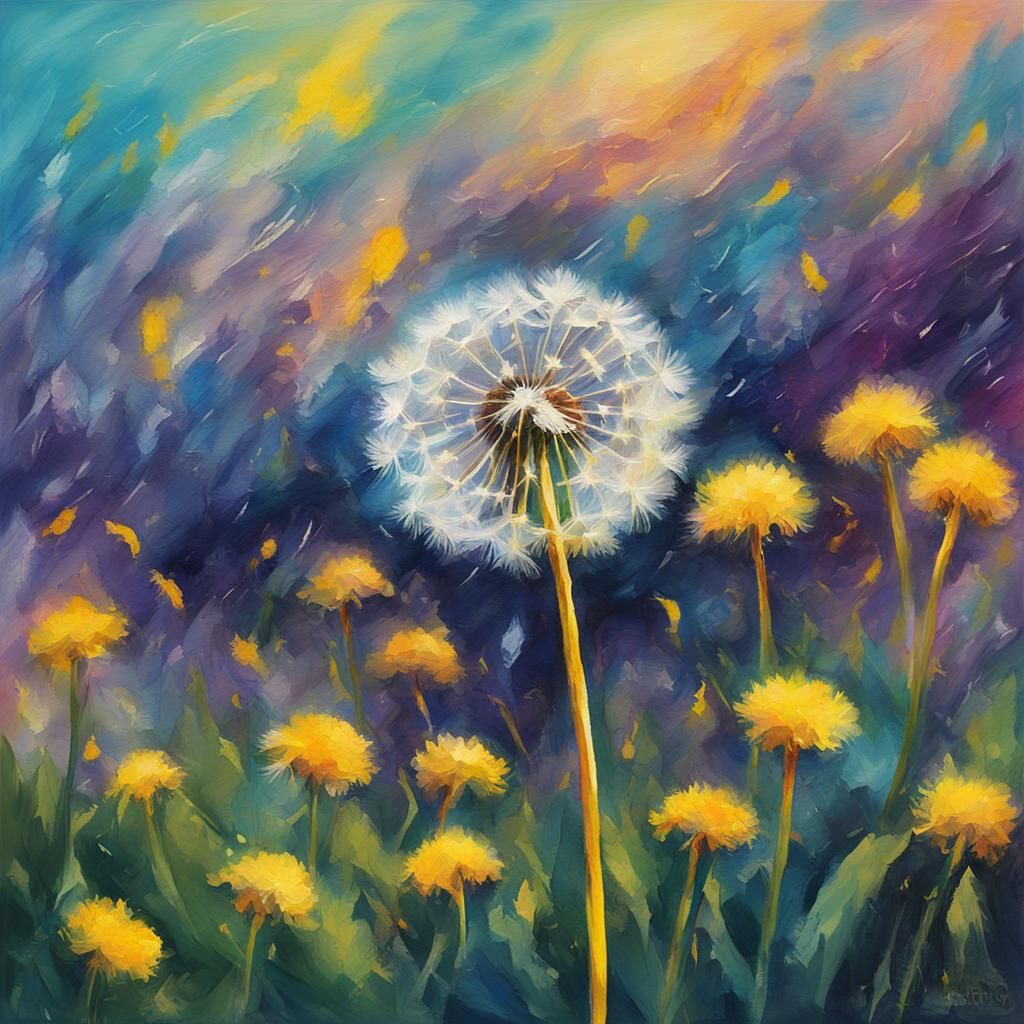 dandelion in summer breeze