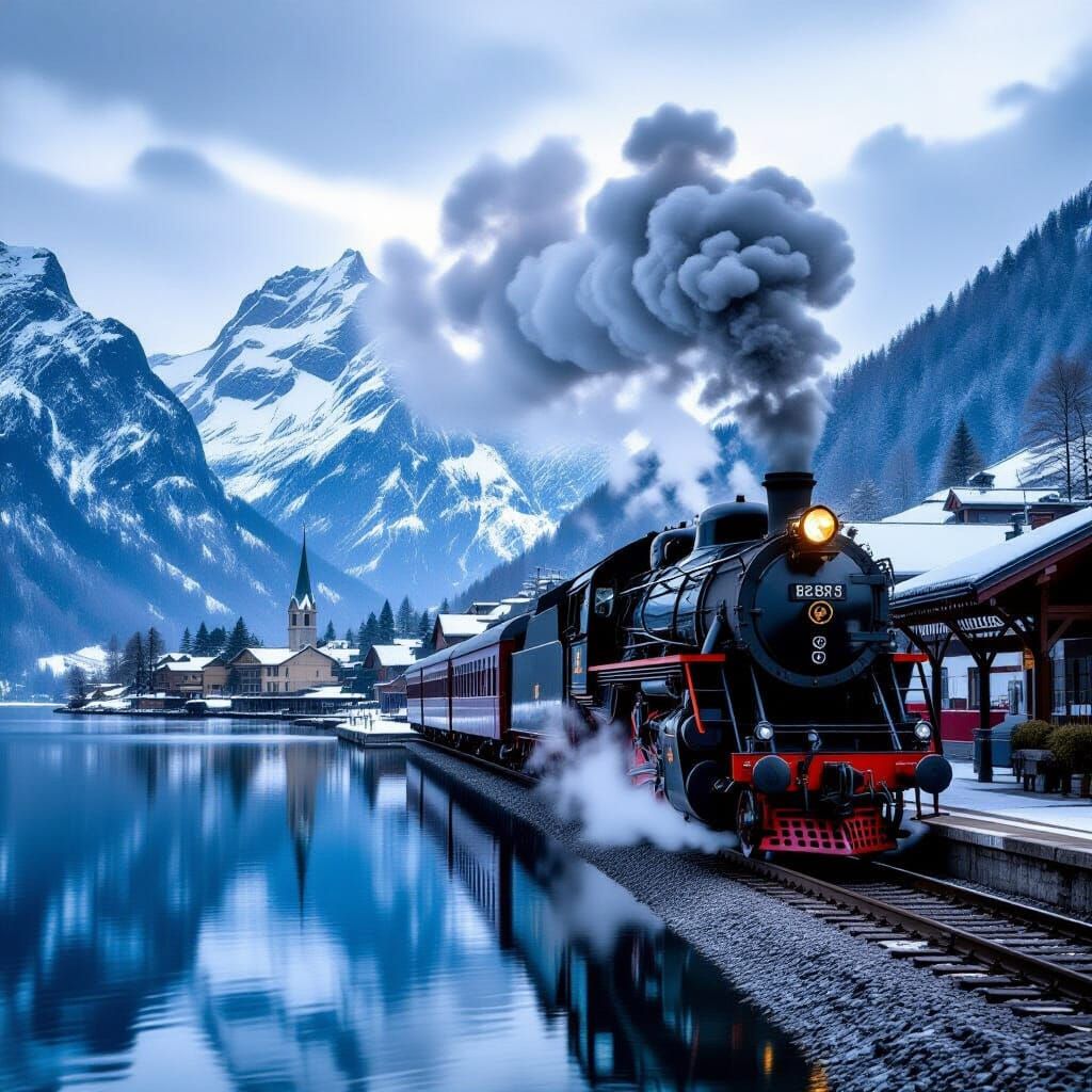 Steam locomotive in the Swiss Alps  by @Steal