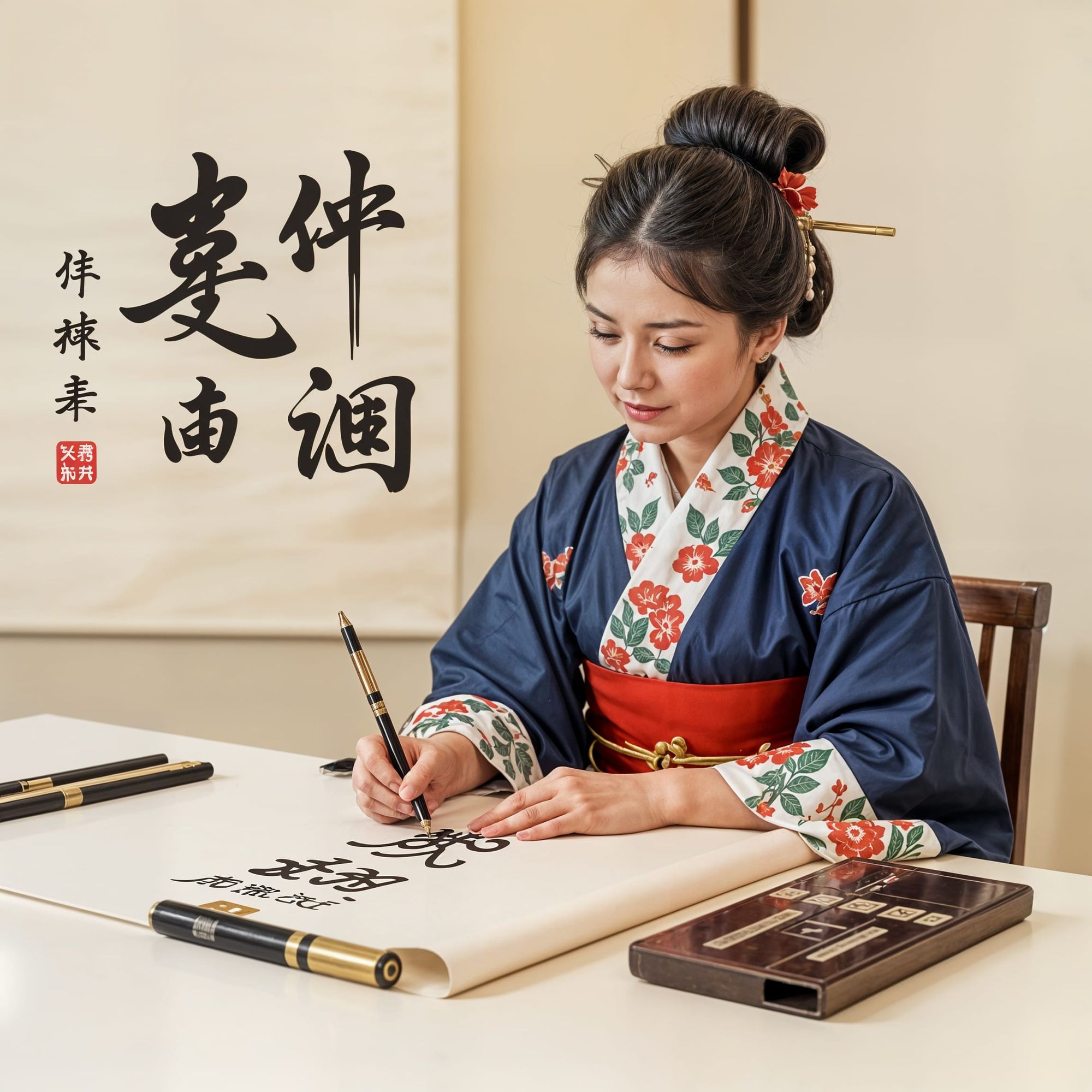 Кинески калиграф пише на папиру формата А2