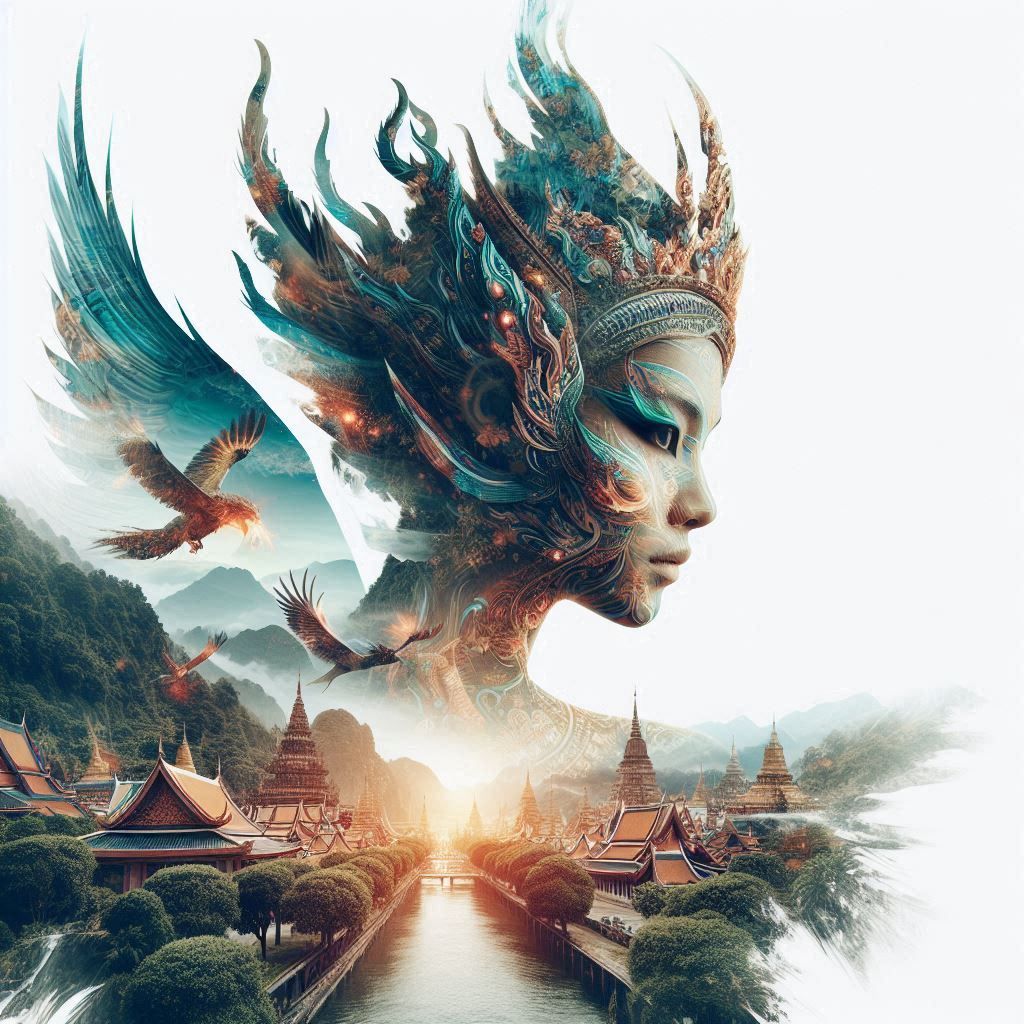 double exposure beautiful fantasy portrait landscape..