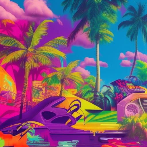 tropical vaporwave island - AI Generated Artwork - NightCafe Creator