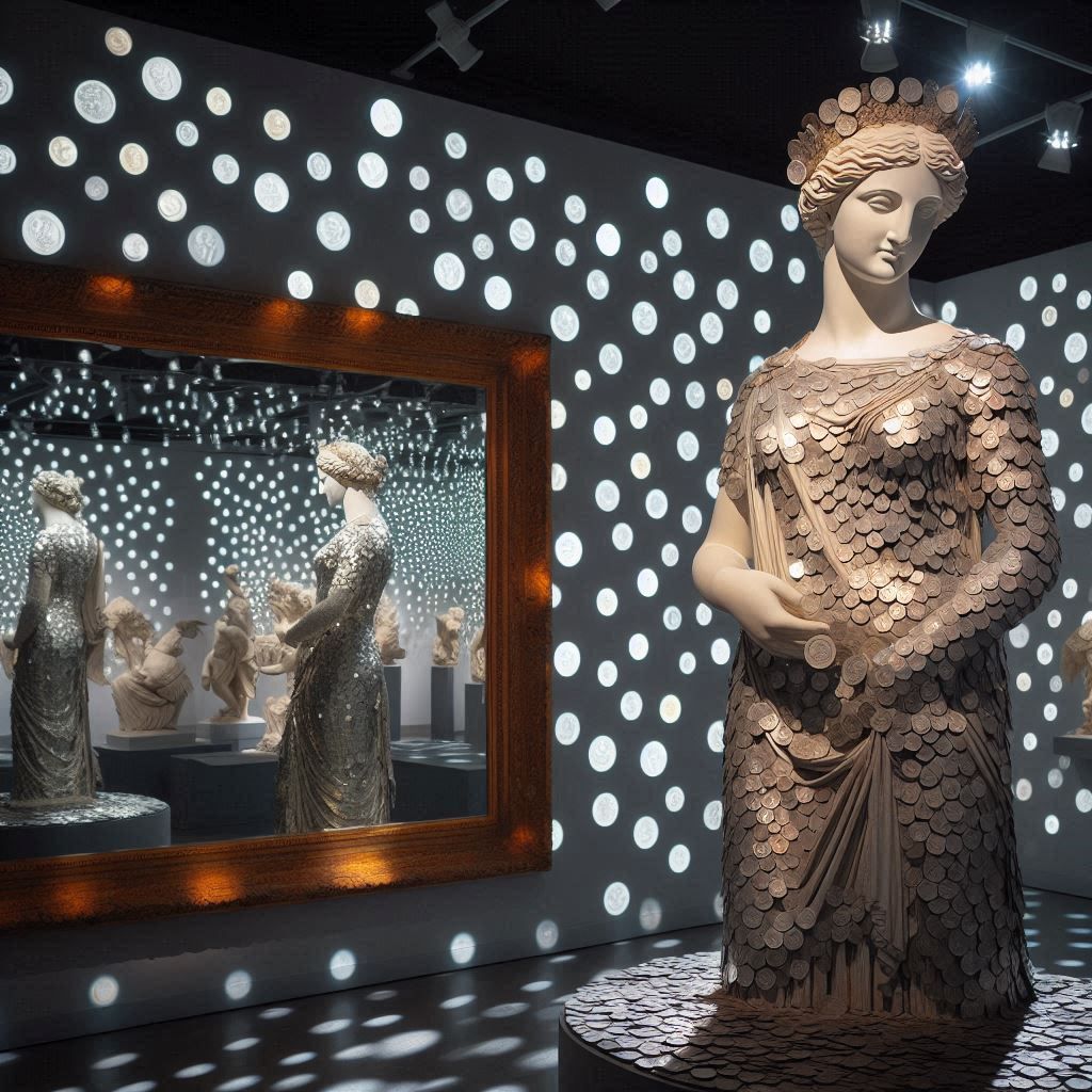 Aphrodite made of coins