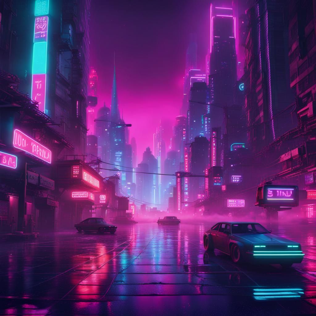 Vaporwave NEON 90s Cityscape - AI Generated Artwork - NightCafe Creator