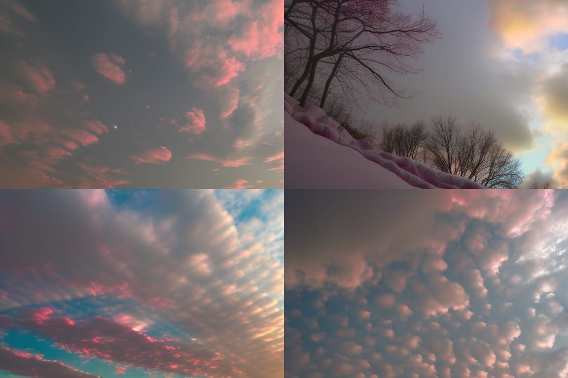 Sunset into clouds red, pink, and purple coming through clou...