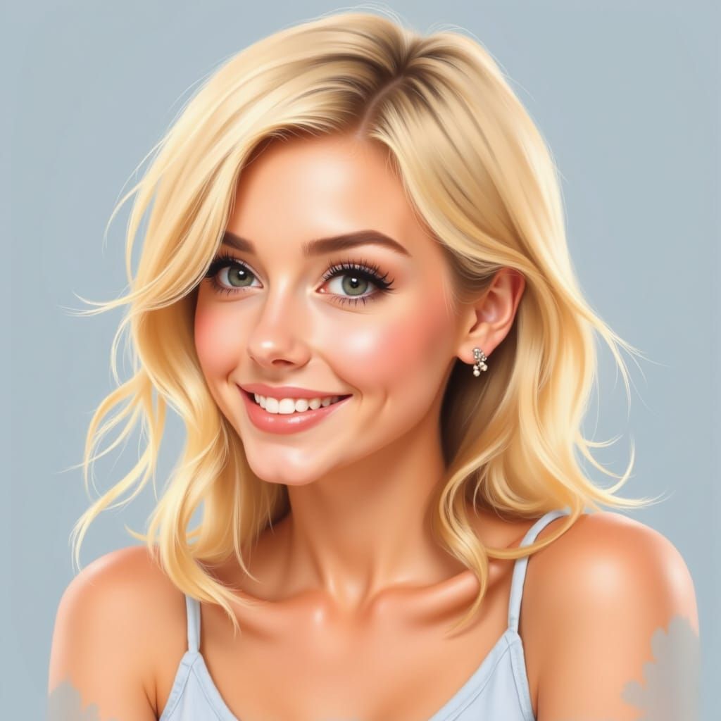 <lora:Happy Brush:1.0> Happy Brush style portrait of a blonde darling