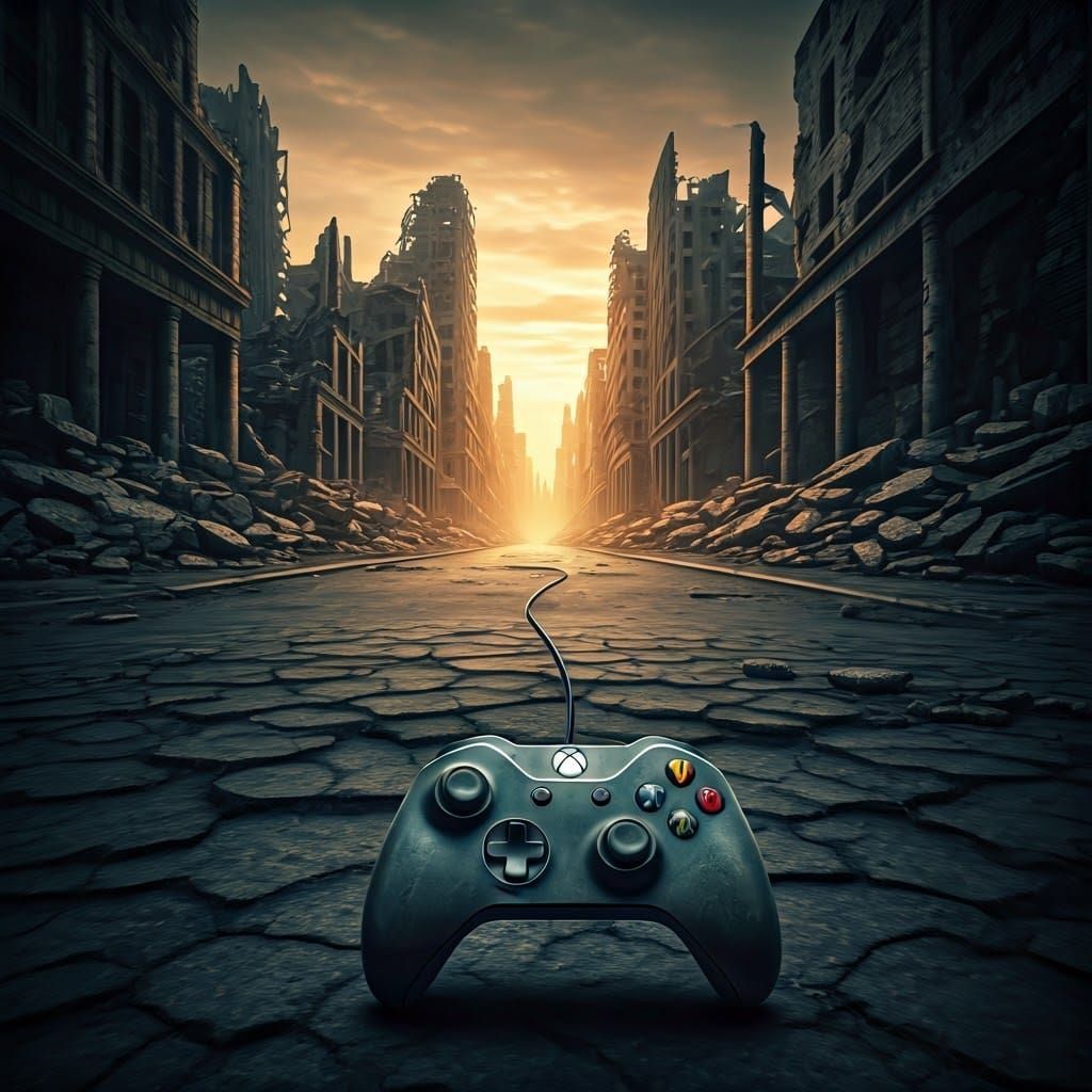 Relict of survival - Abandoned Xbox Controller in Post-Apoca...