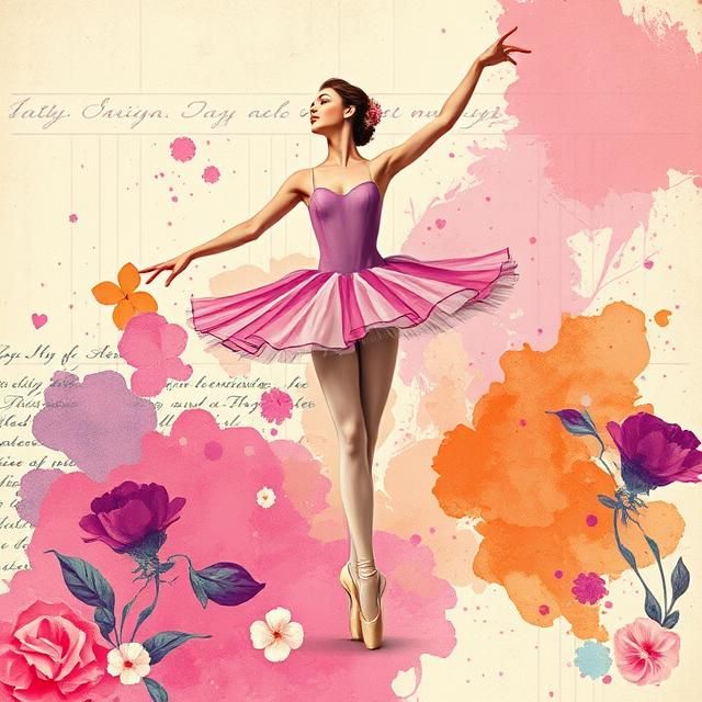 Digital illustration of a female ballet dancer in a dynamic ...