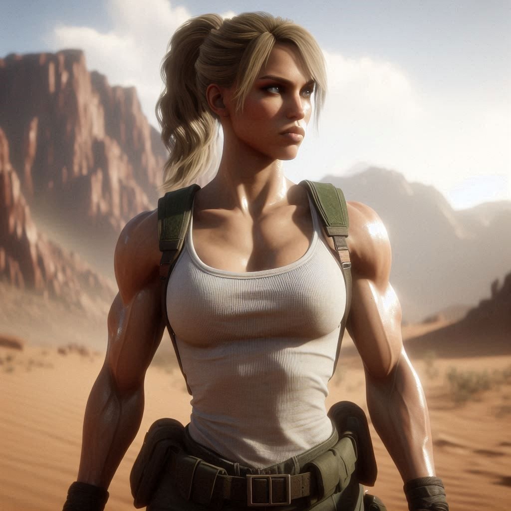 Sonya Blade wandering through the desert