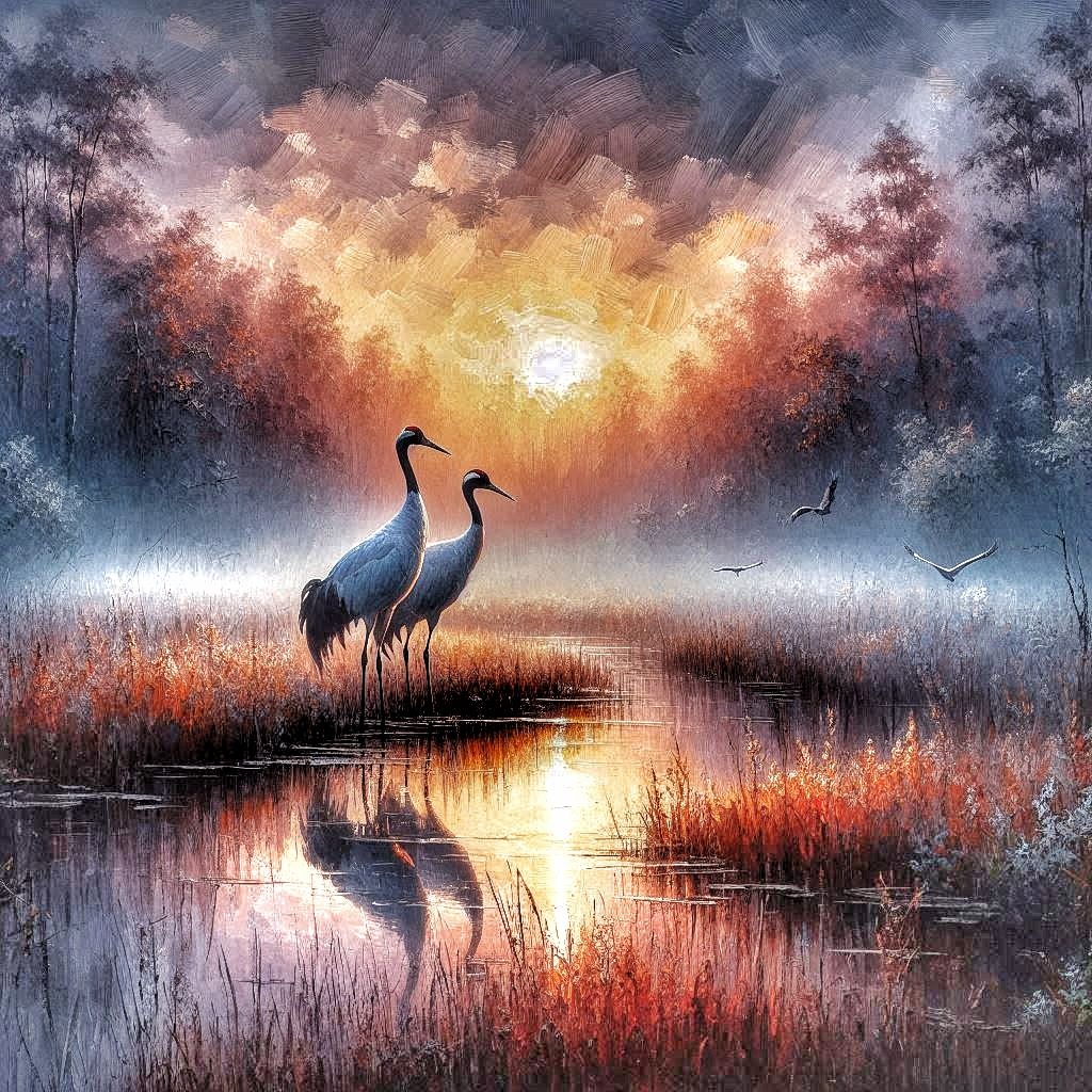 Cranes at dawn