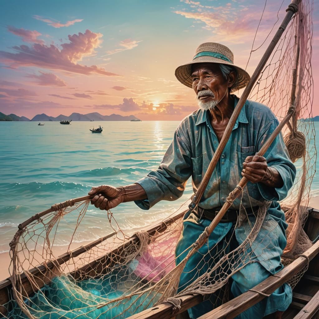 Filipino fisherman casting his nets   by @TravellerUK