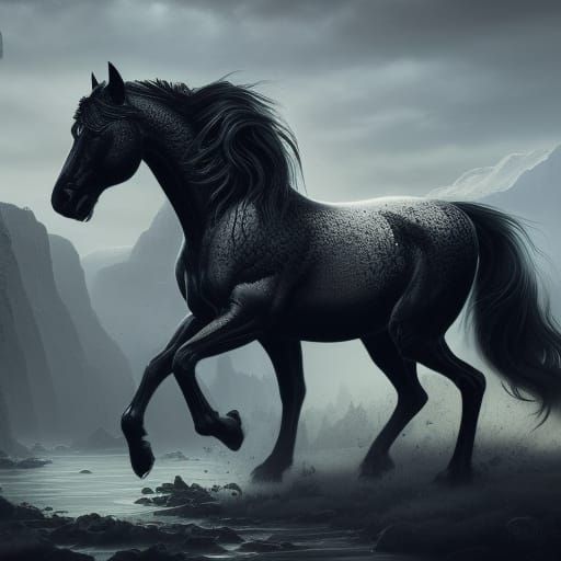 Mythological Black horse with five legs! - AI Generated Artwork ...