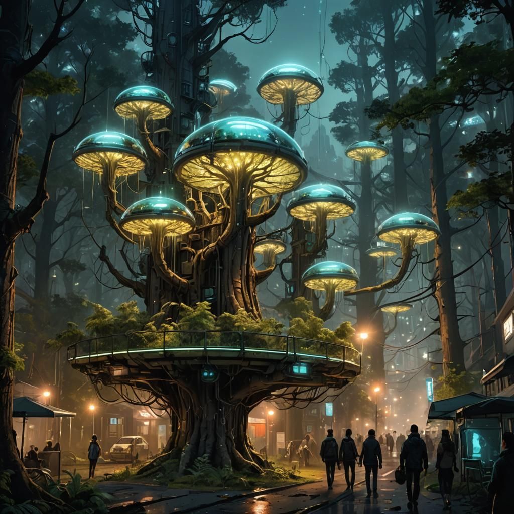 Trees fused with bio-tech to produce more oxygen   by @Ideal