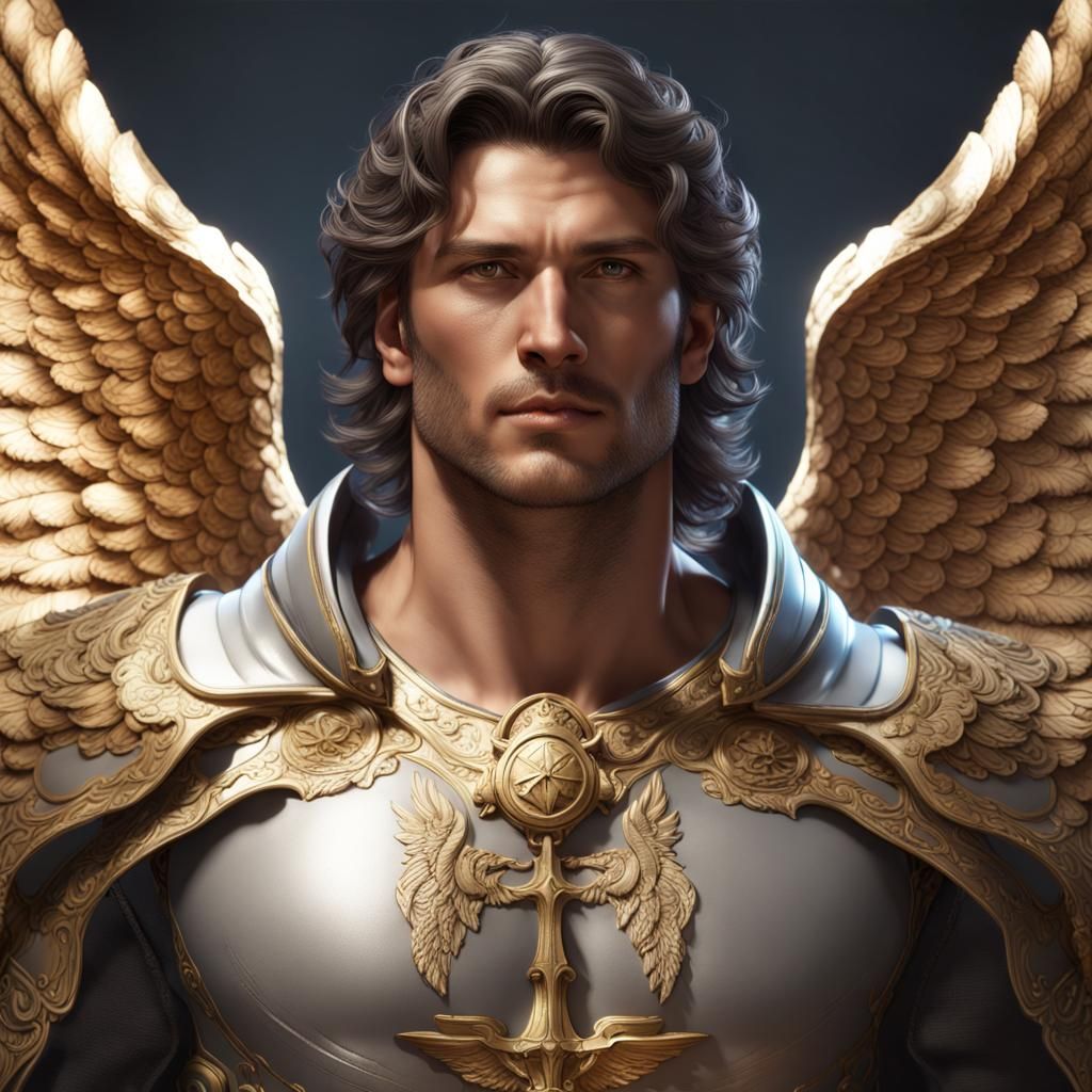 Italian male, religious, wings, superhero, avenging angel, holy light ...