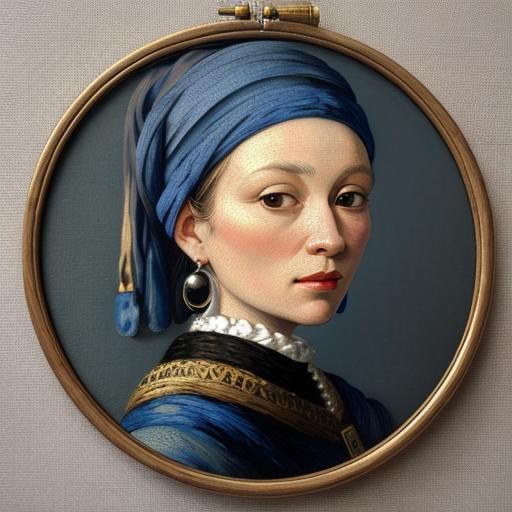 Embroidered Girl with a Pearl Earring