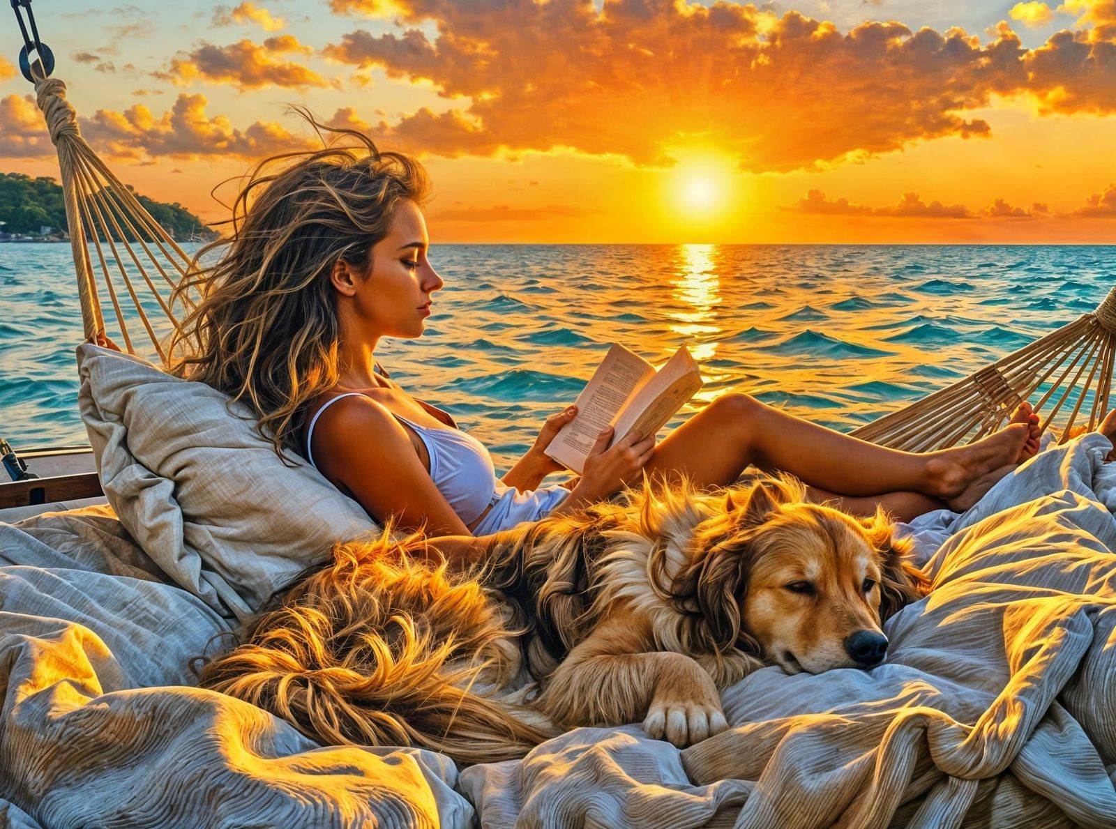 Water + Book + Dog = My Happy Place  by @Bellemia