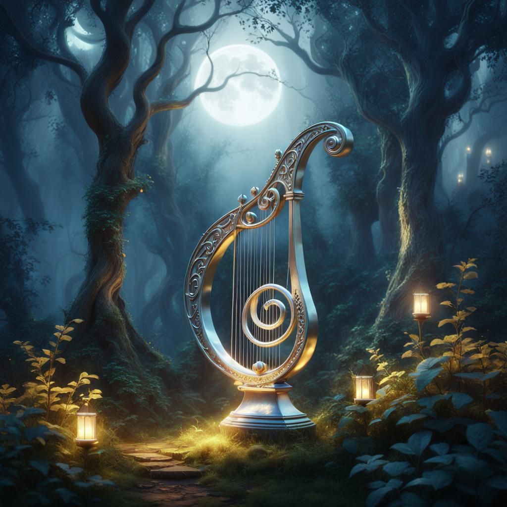 An elven silver Lyre