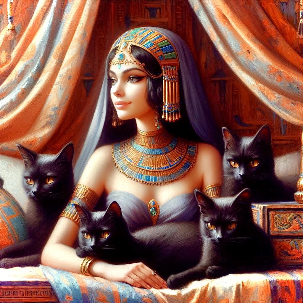 Egyptian Woman in Canopy Bed