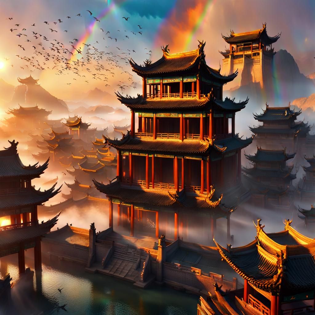 Ancient Chinese Architecture AI Generated Artwork NightCafe Creator artstation-chinese-architecture