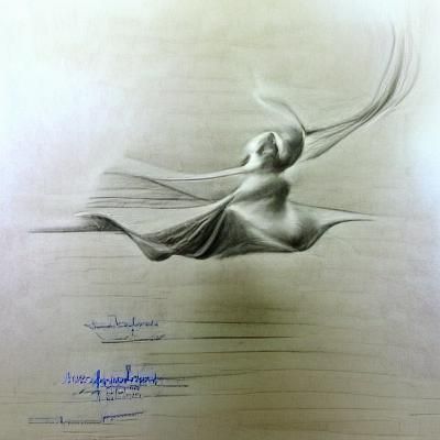 Modern pencil sketch on lined paper, graceful power