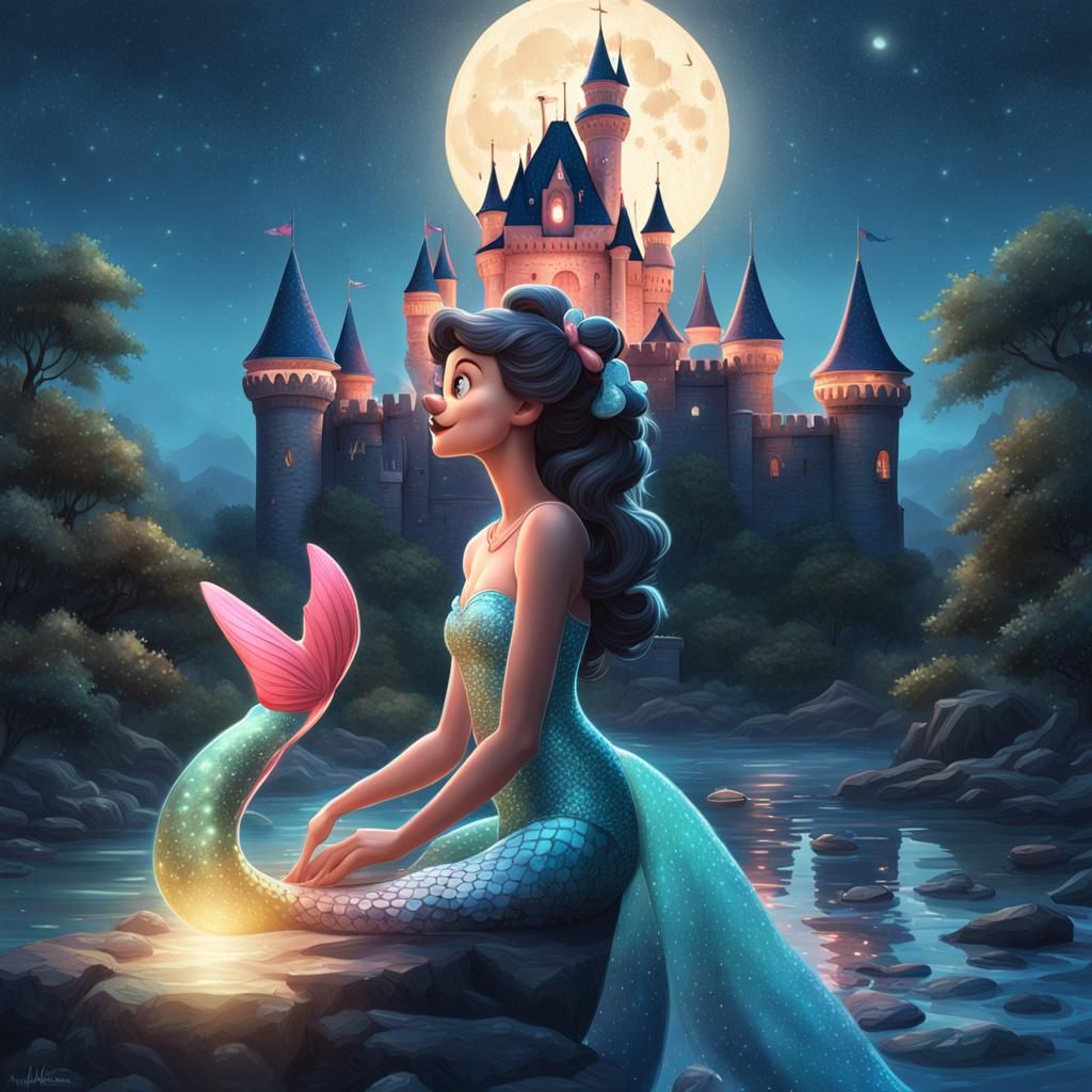hyperrealistic beautiful minnie mouse as a mermaid, backgrou...