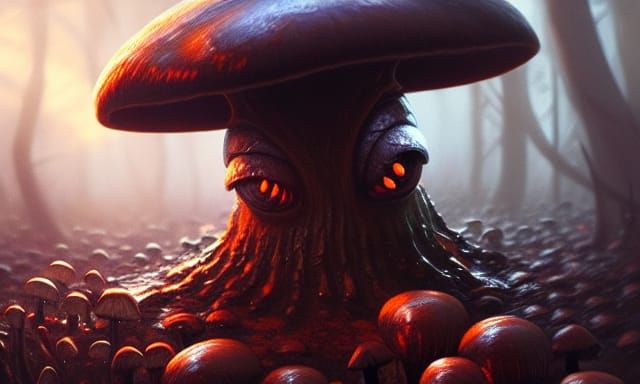 Eye-Maw Mushroom: Dark Fantasy Concept Art