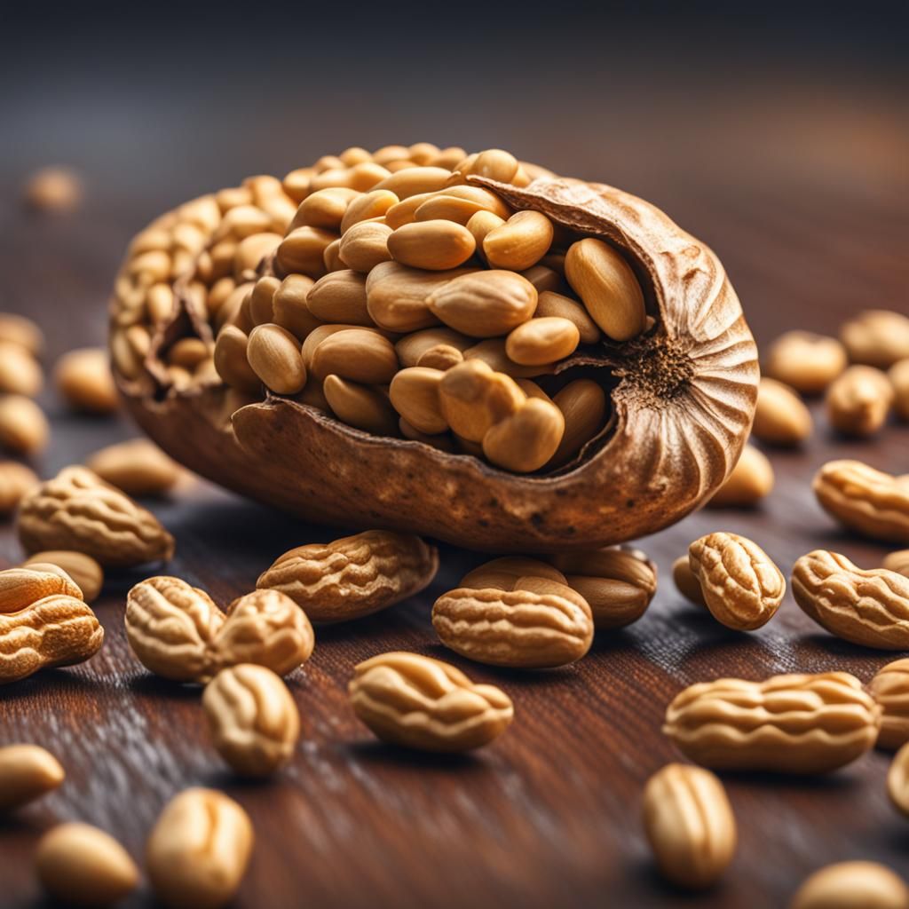 Hyperdetailed Photorealistic Macro Photograph of a Peanut