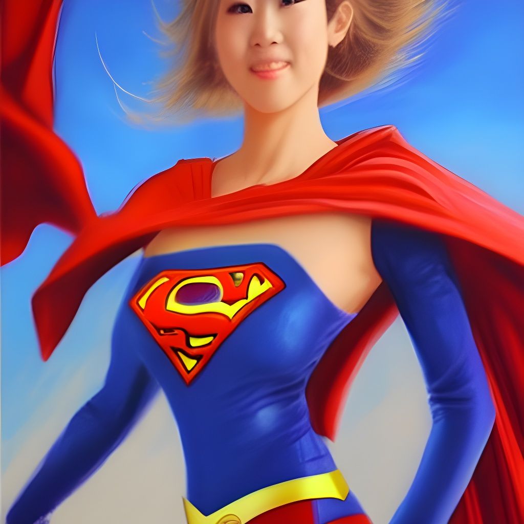 SexyCyborg Naomi Wu is Supergirl flying by in her blue micro...