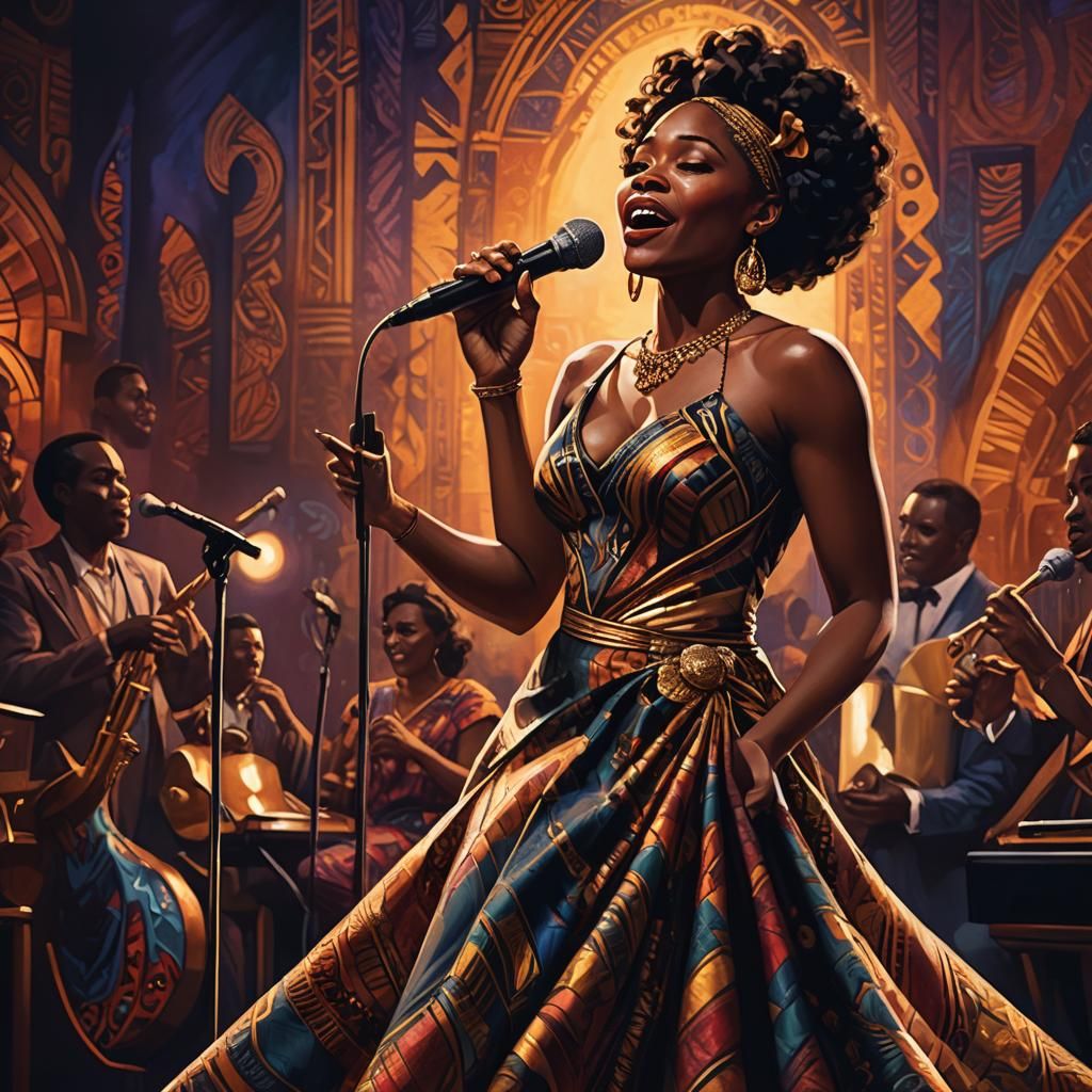 Charming ebony woman jazz's singer