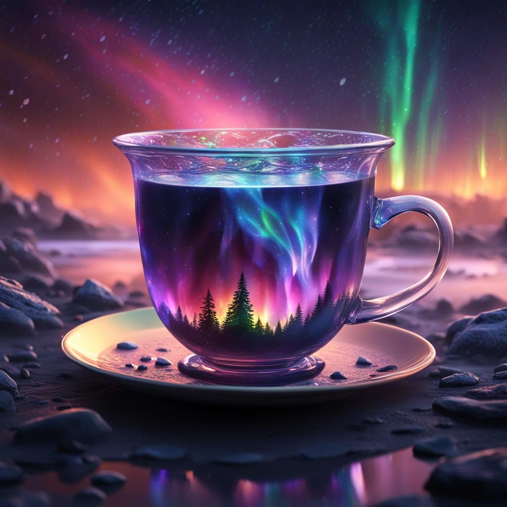 A northern lights inside the cup