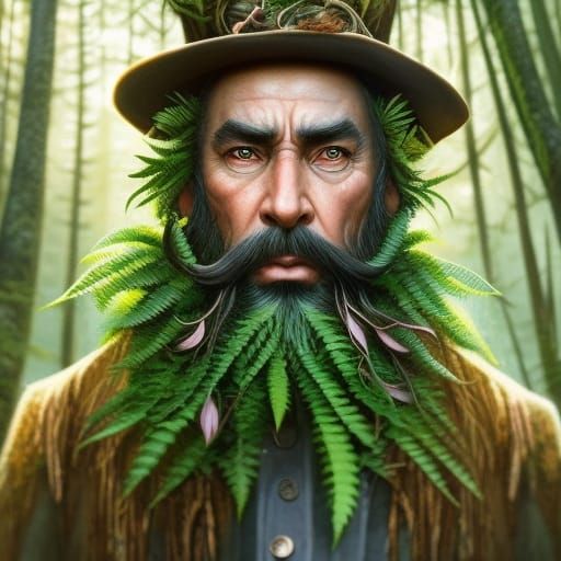 The symbiotic connection: Forest spirit and his green mustache  by @crea_Tina