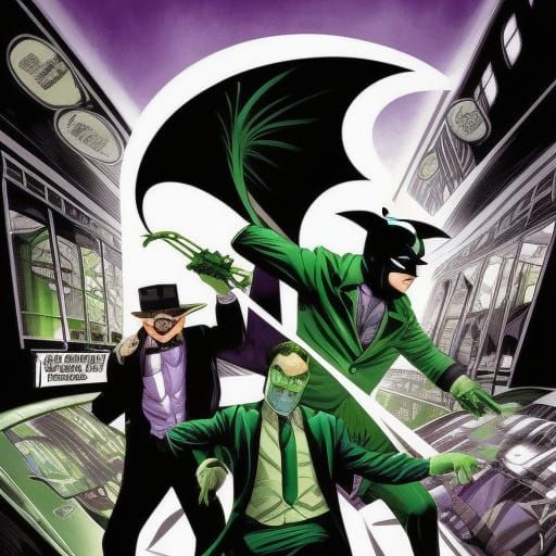 Batman and Green Hornet fight the Joker