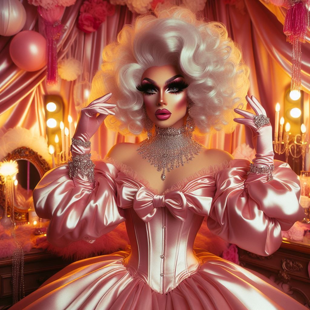 Satin Wonderland of Sissy Dresses and Wigs and Gloves and Ma...