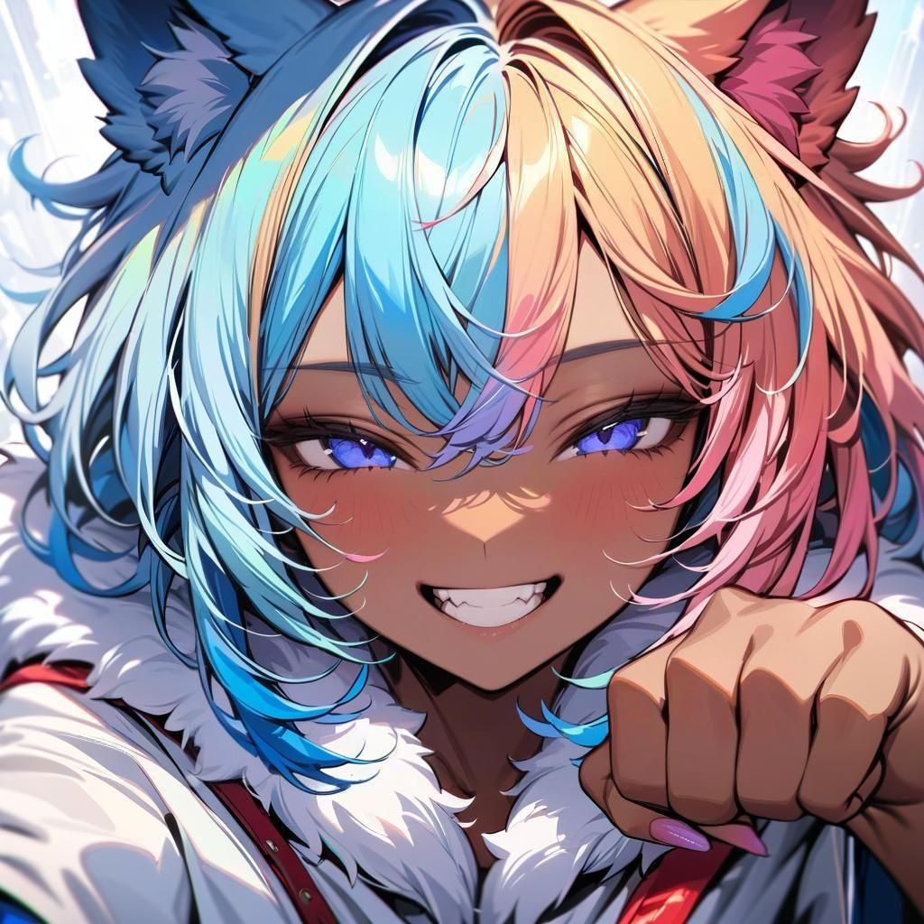 Girl with Wolf Ears, Vibrant Detailed Portrait