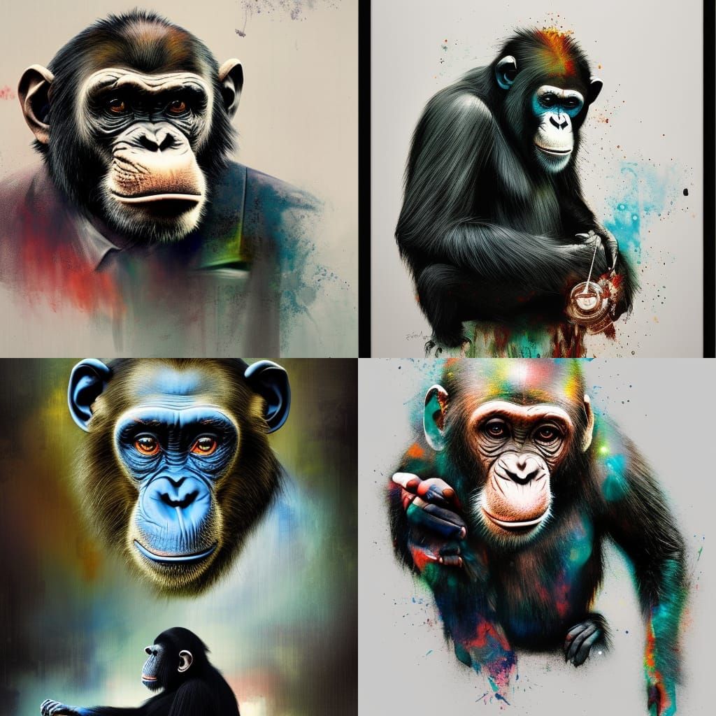 Chimpanzee posing - graffiti art