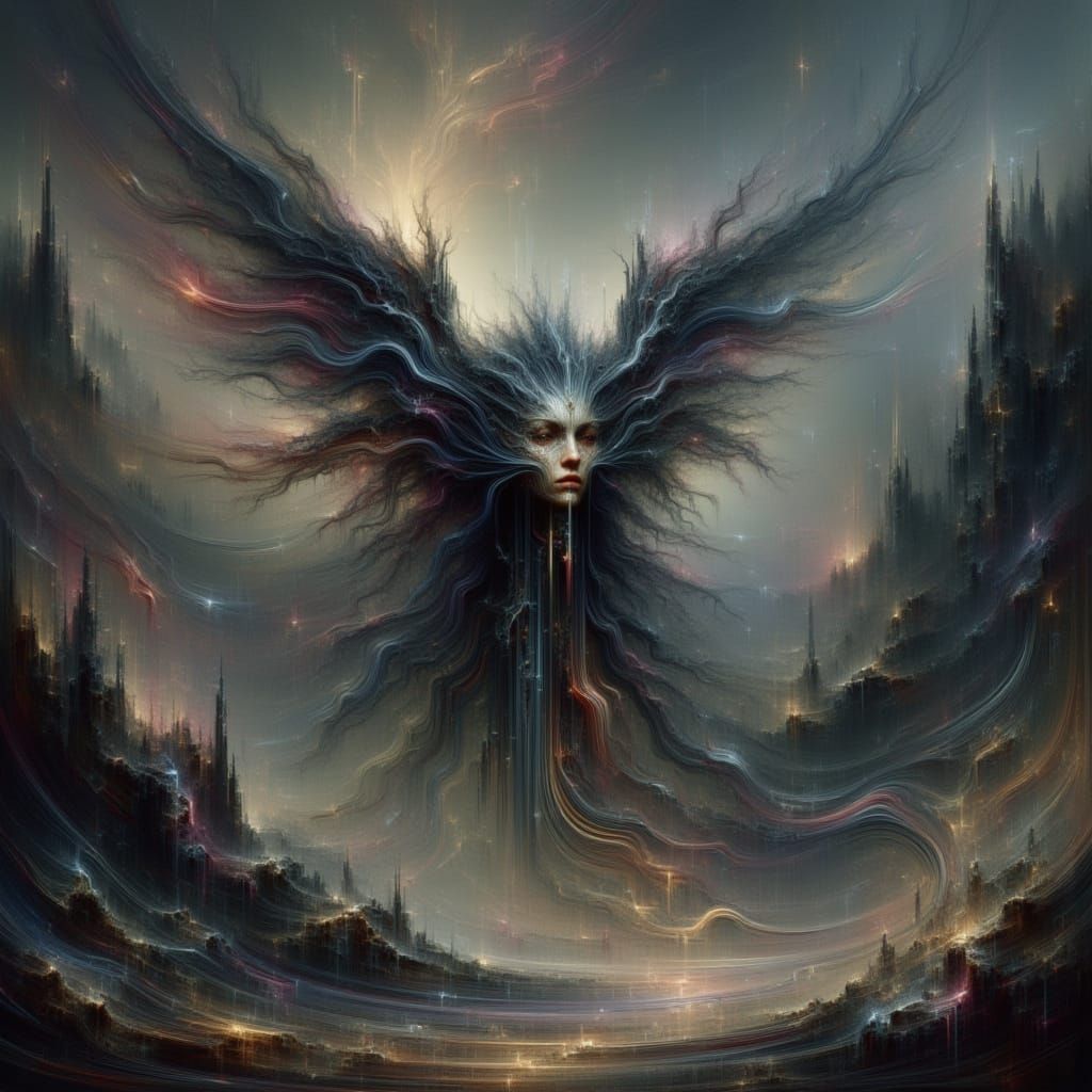 <lora:-Smeared-:1.0> a dark fantasy landscape, macabre atmosphere