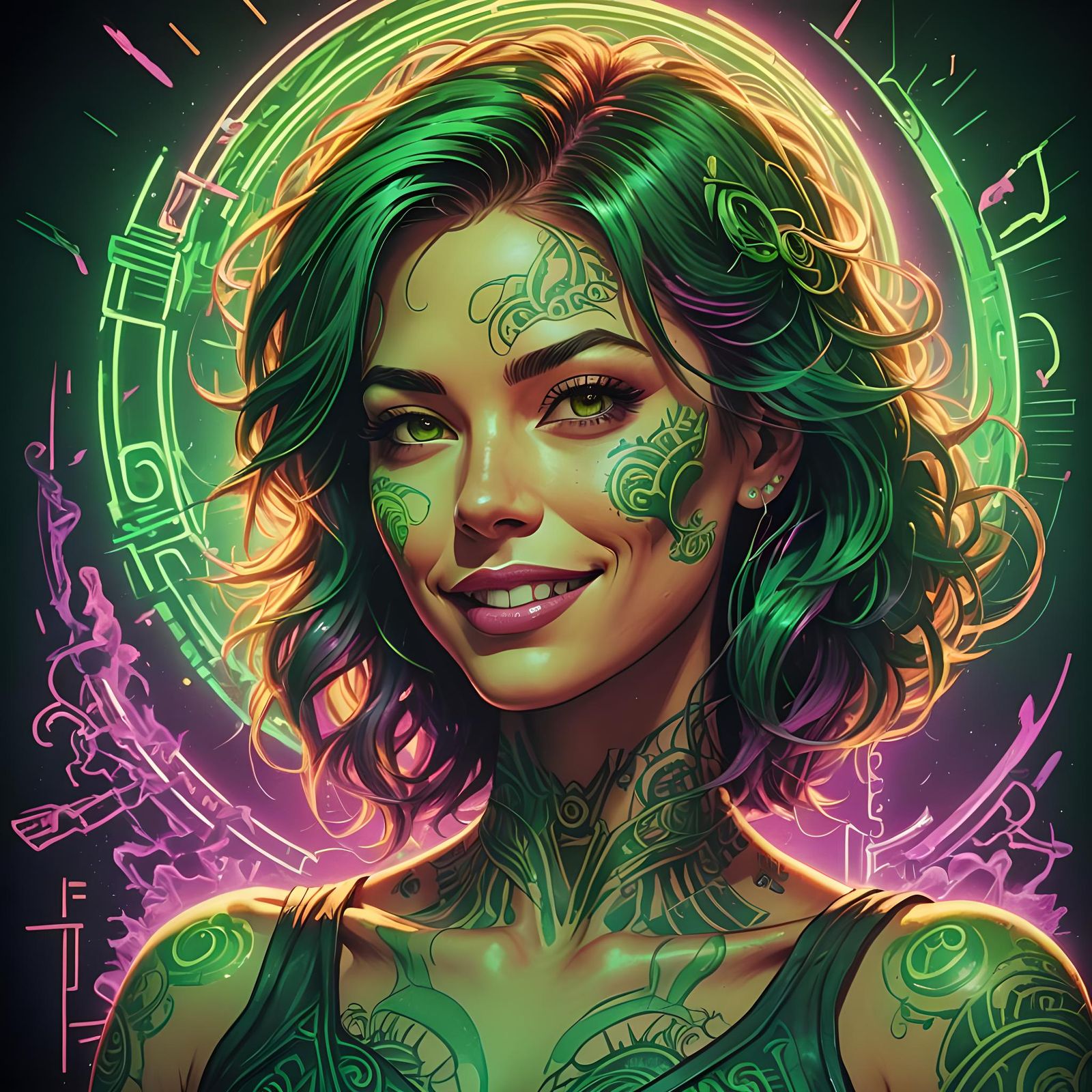 Shades of neon green
