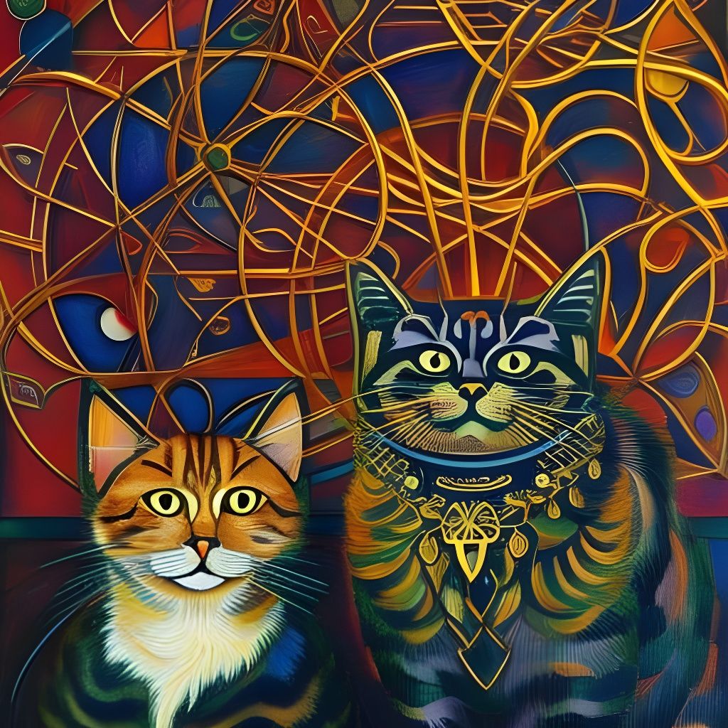 Folk Art Cats - AI Generated Artwork - NightCafe Creator