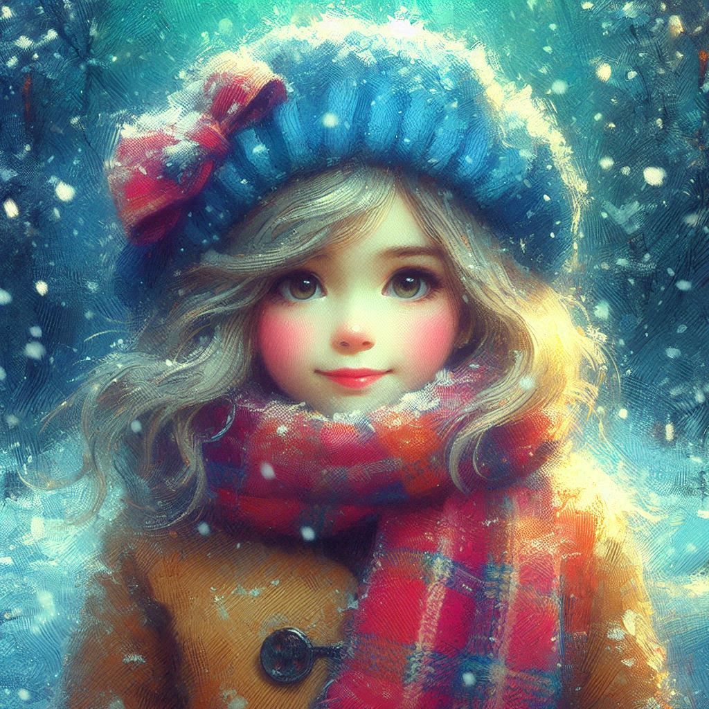 Cute girl and the snow
