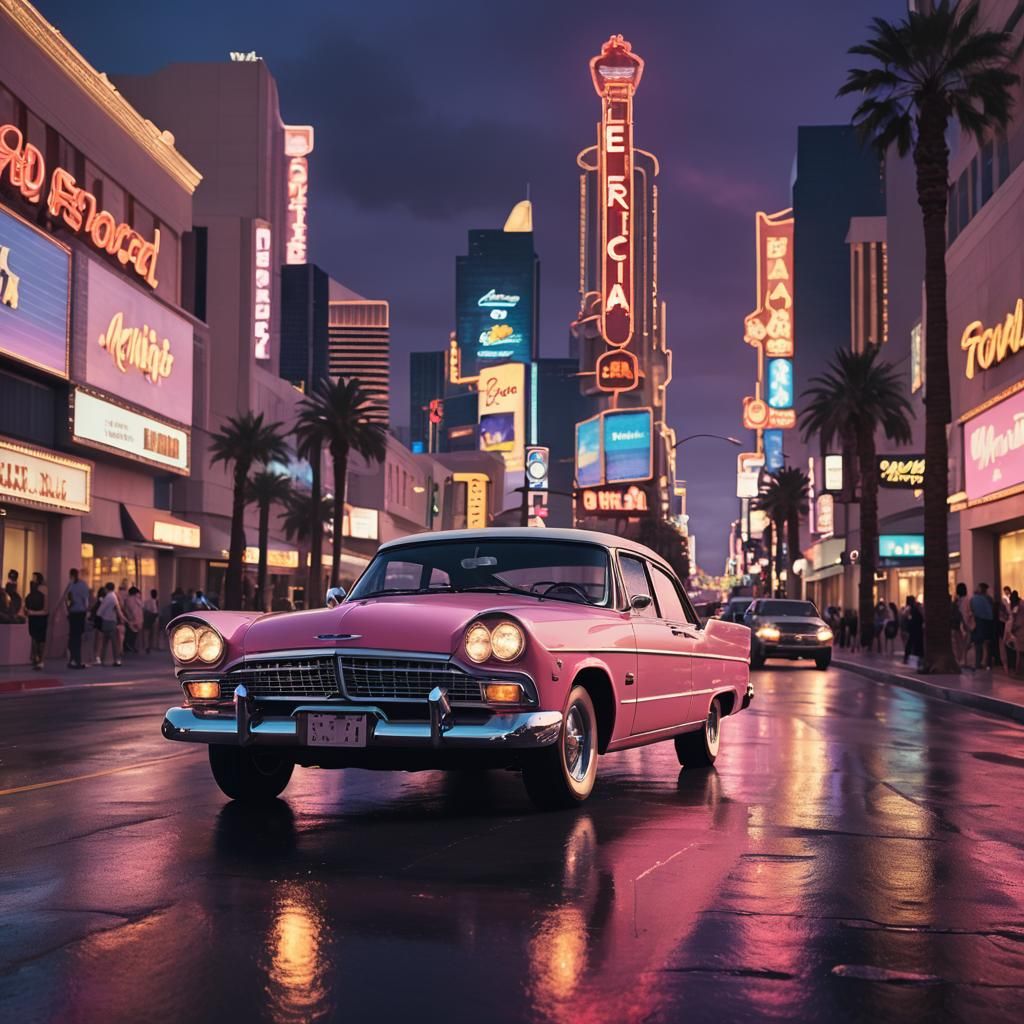 Ford Zodiac Highline strawberry and cream driving along Las ...