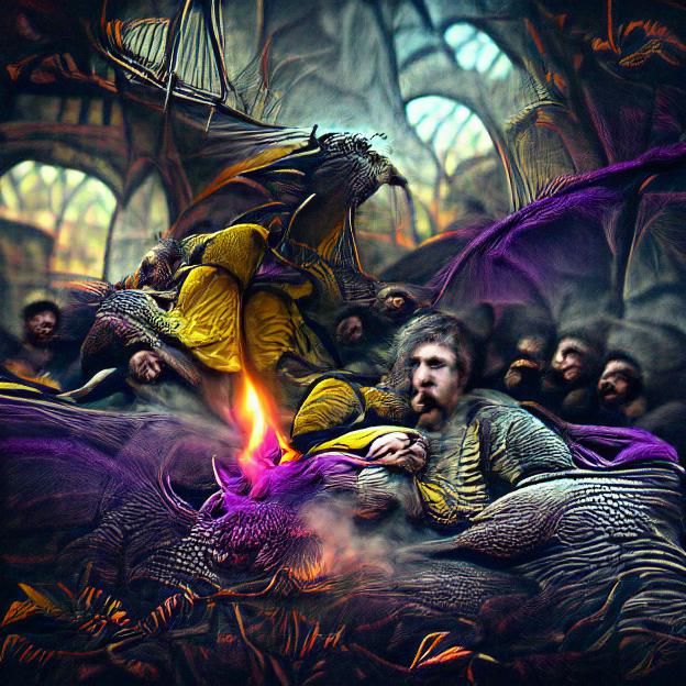 dragon breating fire horror Gustave Doré  a masterpiece, 8k ...