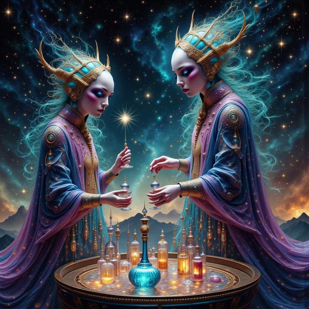 Witchy Aliens Conjure Elixirs in Glass Spaceship