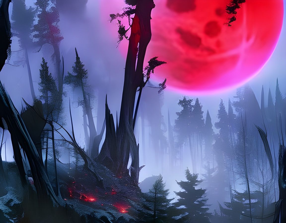 Blood moon in a haunted forest  by @Mike Ritchie