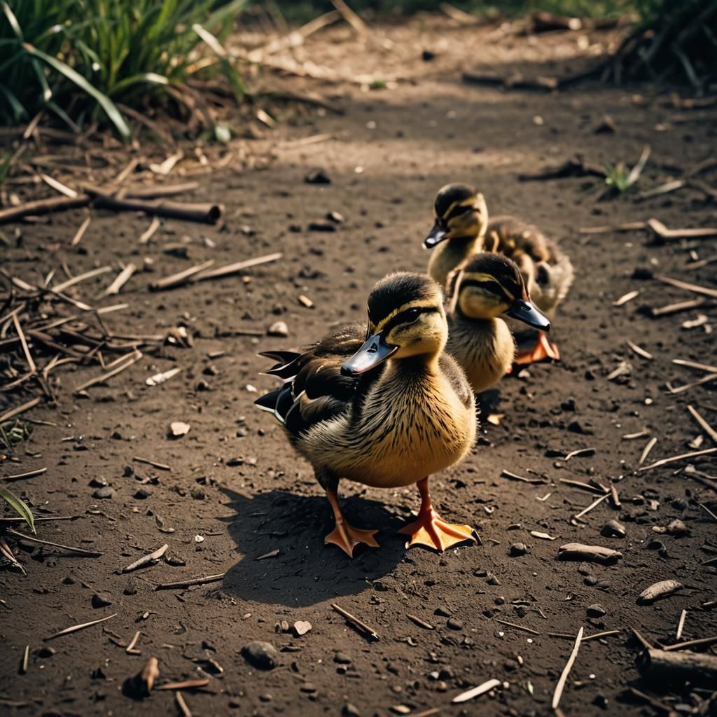 2 baby ducks at war