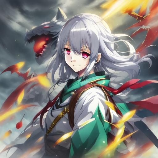 <lora:Anime model:1.0> girl with white hair smiling happily