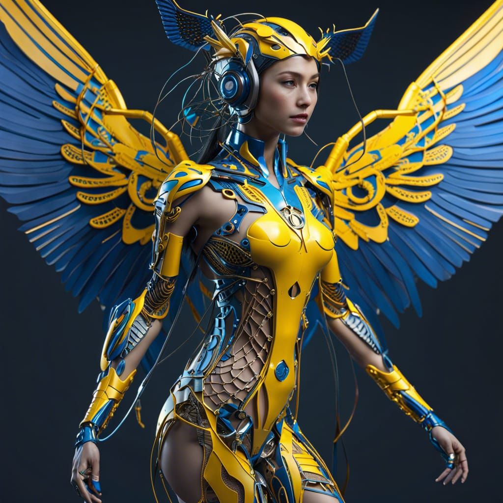 Beautiful Winged Cyborg Woman.  by @Joe