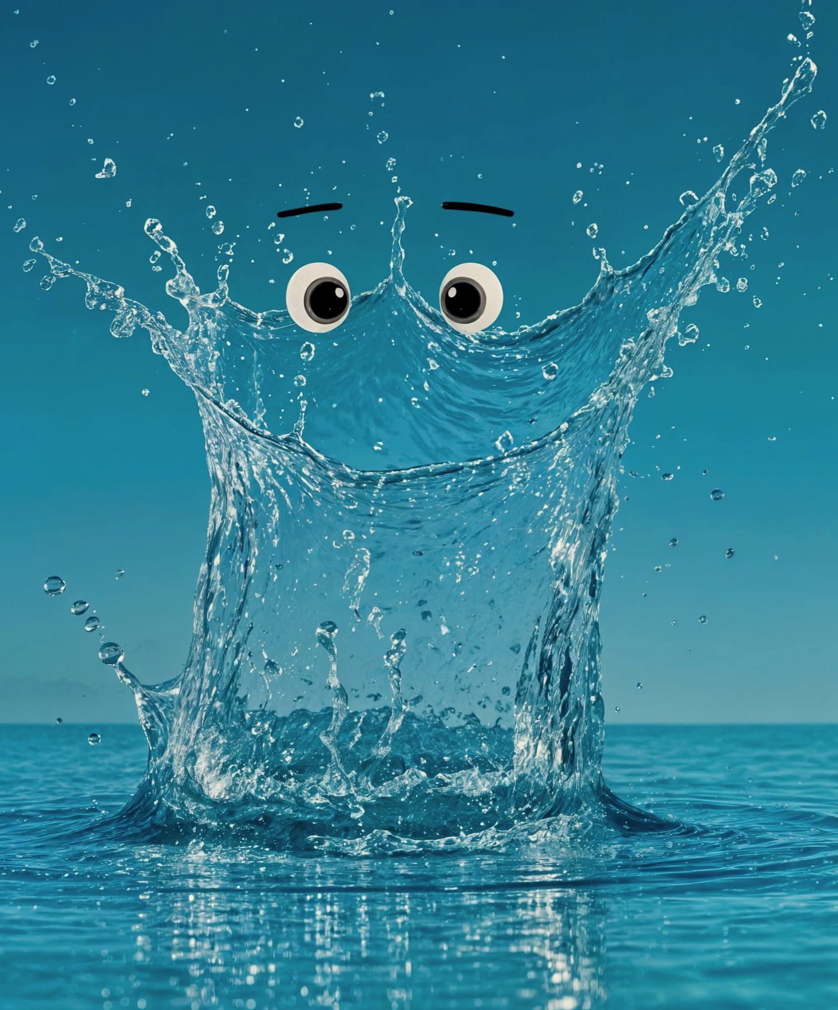 Splashing Water, with surprised features 😲