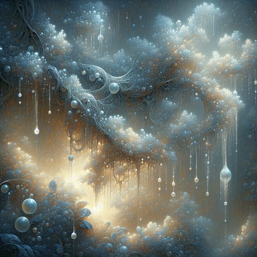 Pearls of water hang on the branches, waiting for Mother Ear...