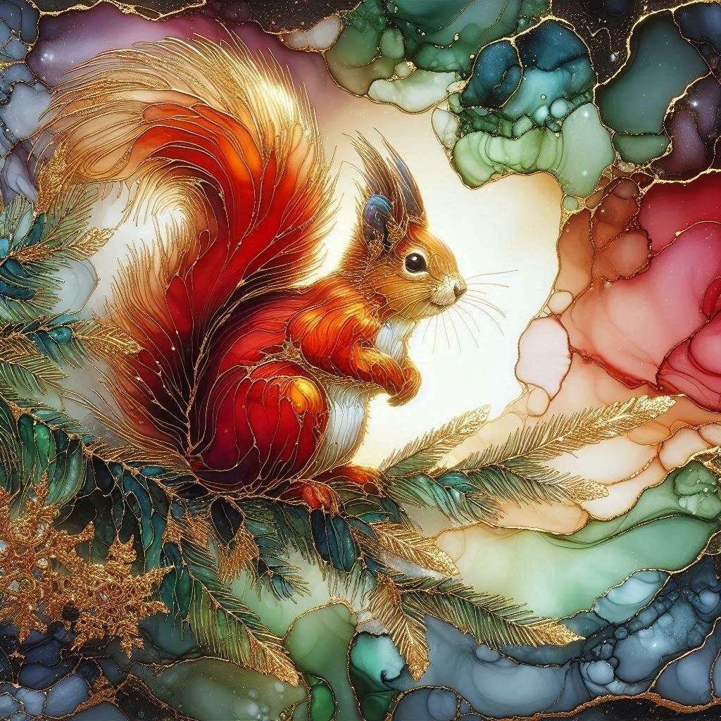 Red Squirrel alcohol ink