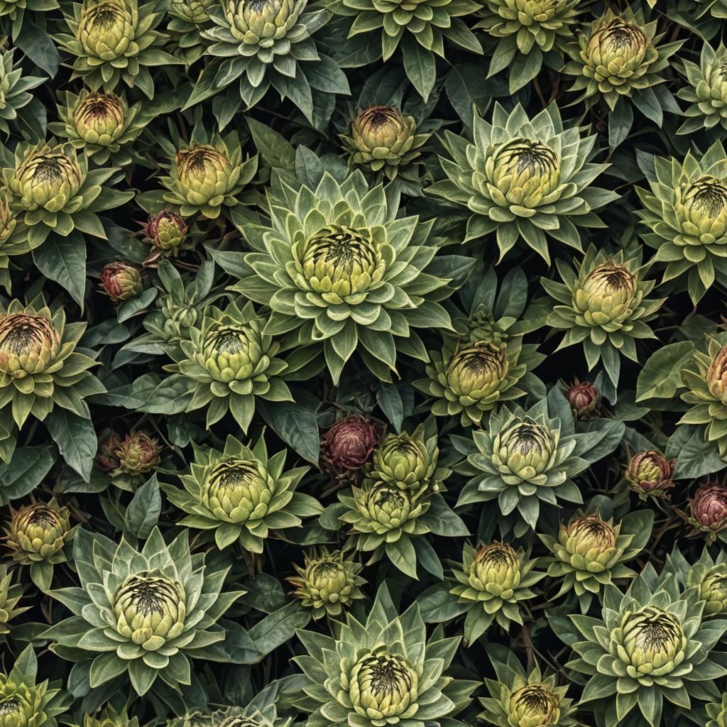(dried pincushion protea) scientific botanical art illustrat...
