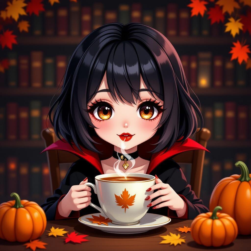 Peaceful tea time 🌙🧛🏻‍♀️  by @Moon Rabbit